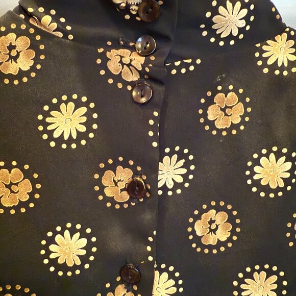 Vintage Petite Impressions Blouse Size 10 Black with Floral Print - Picture 3 of 6